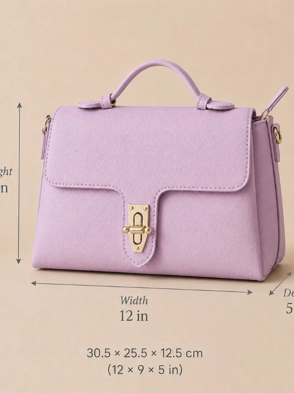 Italian Leather Structured Top Handle Satchel, Pastel Lilac Crossbody Bag